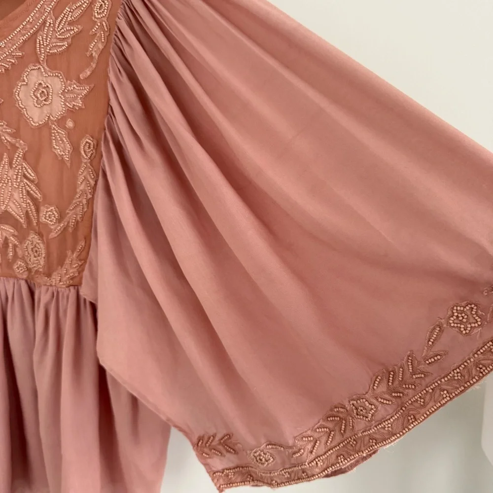 Anthropologie Love Sam Fluttered and Beaded Blouse Medium - Picture 10 of 14